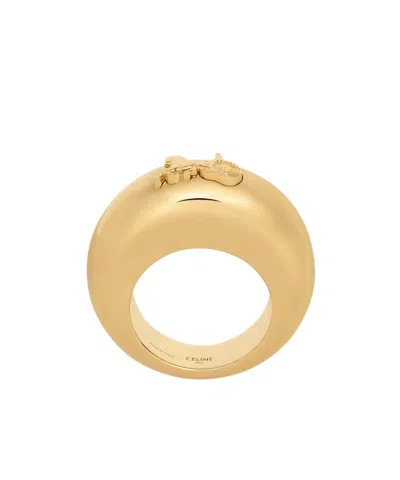 Celine Sulky Ring In Brass With Gold Finish In Burgundy