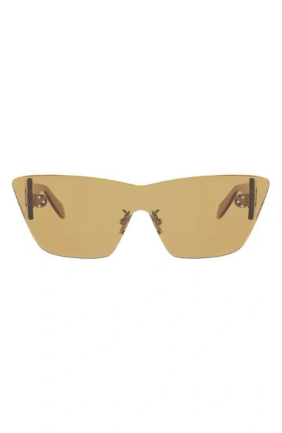 Celine Sundown Rimless Cat Eye Shield Sunglasses In Brown