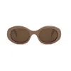 Celine Triomphe Cl40194u 45e Oval Sunglasses In Caramello/marrone