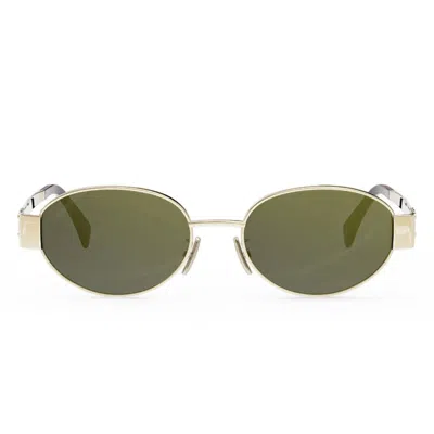 Celine Sunglasses Cl40235 U 30 N Gold/green Unisex In Yellow