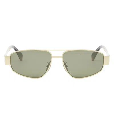 Celine Sunglasses Cl40281 U 30 N Gold/green Unisex In Metallic