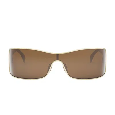 Celine Sunglasses Cl40283 U 30 E Triomphe Maxi Metal Gold/brown Women In Gray