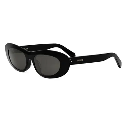 Celine Smoke Oval Ladies Sunglasses Cl40310u 01a 54 In Black