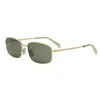 Celine Triomphe Crystal-embellished Square-frame Gold-tone Sunglasses In Oro/verde