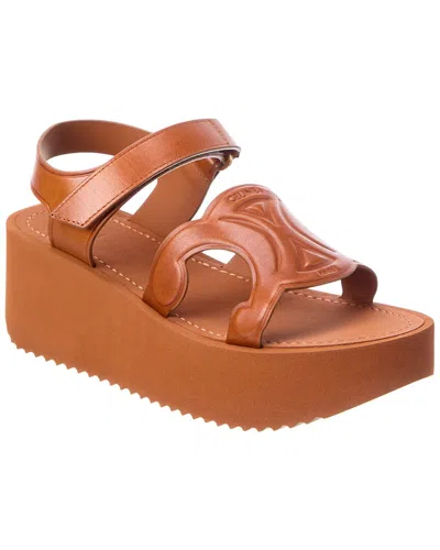 Celine Sunny Leather Platform Sandal In Brown
