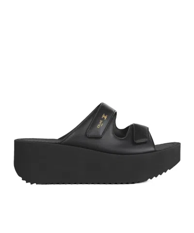 Celine Sunny Slide In Lambskin In Black