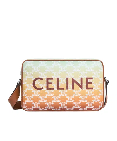 Celine Sunset Canvas And Calfskin Medium Shoulder Bag In Multicolor