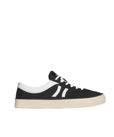 Celine Sunset Low-top Lace-up Sneakers In Suede And Cowhide In Nude