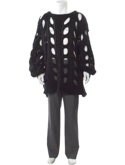 Pre-owned Celine Surfer Cable Knit Crew Neck Pullover In Black