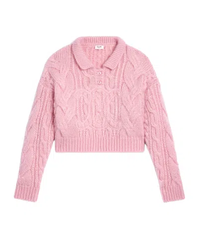 Celine Sweater In Aran Mohair And Wool In Pink
