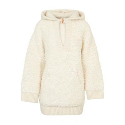 Celine Sweater With Hood In Alpaca Wool In Off White