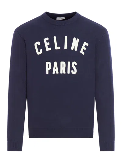 Celine Sweater With Logo In Blue