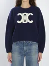 Celine Sweater With Round Neck In Wool In Blue