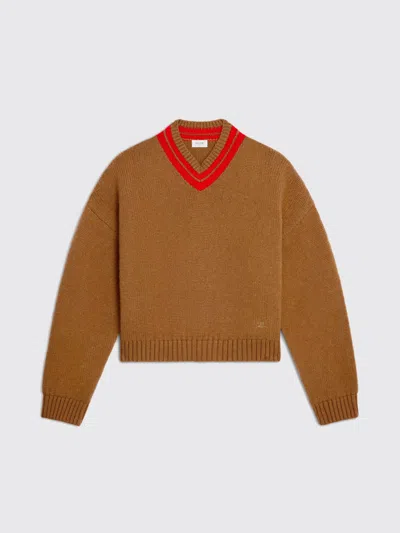 Celine V-neck Sweater In Cashmere In Brown