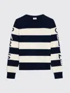 Celine Ecru And Navy Wool And Cashmere Blend Stripe Sweater In Blue