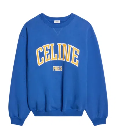 Celine Sweatshirt In Cotton Fleece In Blue
