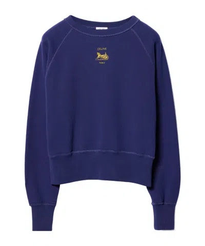 Celine Sweatshirt In Cotton Fleece In Blue
