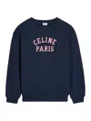 Celine Men Cotton Sweater With Front Lettering Logo In Multi