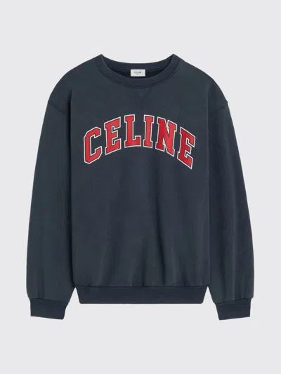 Celine Loose Sweatshirt In Cotton Fleece In Blue