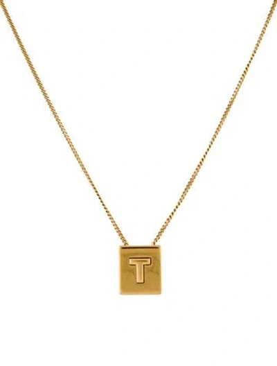 Pre-owned Celine 't' Pendant Necklace, 16.25" In Multi