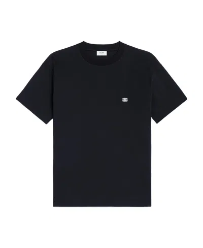 Celine T-shirt With Round Neck And Short Sleeves In Black