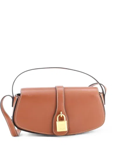 Pre-owned Celine Tabou Clutch With Strap Smooth Calfskin Shoulder Bag In Brown