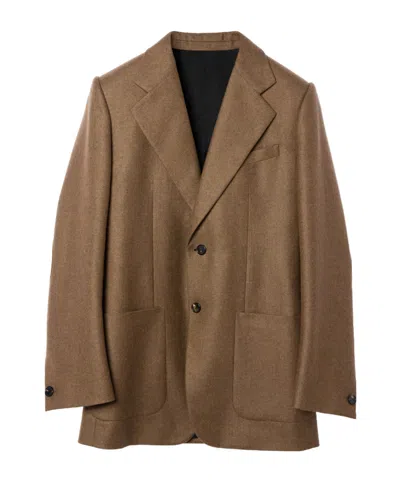 Celine Tailored Jacket In Cashmere Flannel In Brown