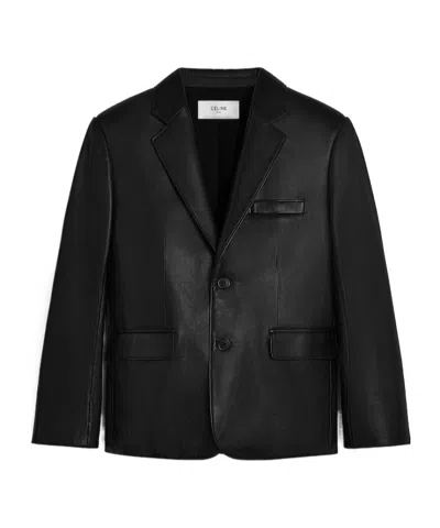 Celine Tailored Jacket In Plonge Lambskin In Black