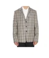 Celine Tailored Jacket In Prince Of Wales Wool Flannel In Gray