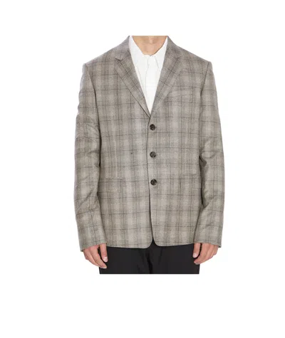 Celine Tailored Jacket In Prince Of Wales Wool Flannel In Gray