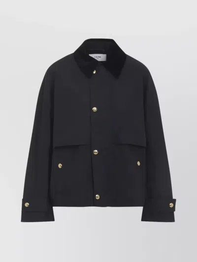 Celine Tailored Jacket With Flap Pockets And Buttons In Black
