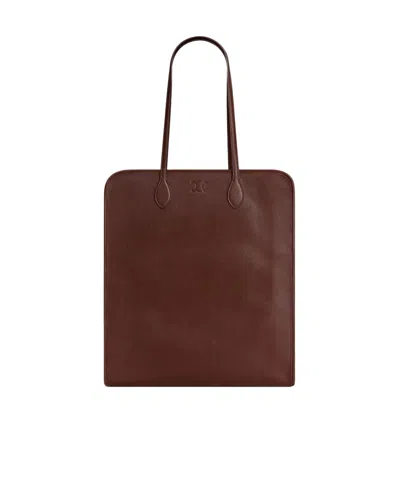 Celine Tall Cabas In Shiny Lambskin In Dark Brown