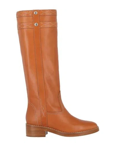 Celine 35 Leather Boot In Brown