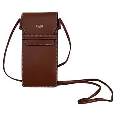 Pre-owned Celine Tan Brown Leather Sunglasses Pouch Crossbody Bag