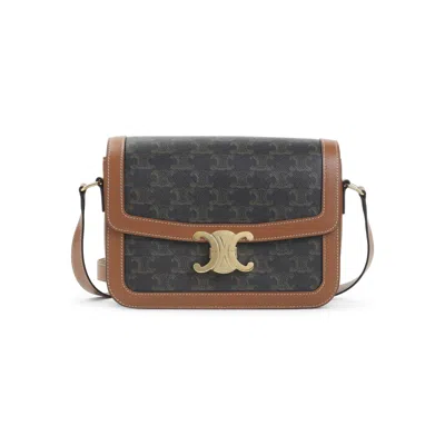 Celine Tan Classique Triomphe Crossbody Bag In Brown