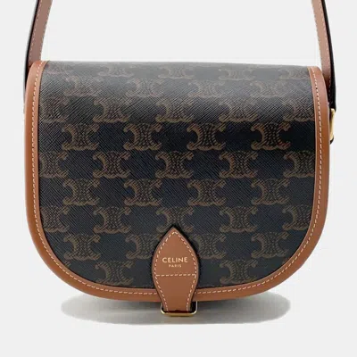 Pre-owned Celine Tan Pvc Leather Falco Shoulder Bag Medium In Brown