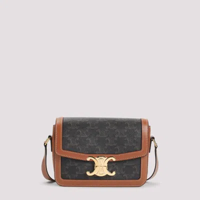 Celine Tan Teen Triomphe Crossbody Bag In Black