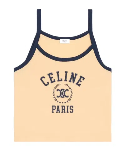 Celine Tank Top In Cotton Jersey In Cheesecake Color/navy Blue