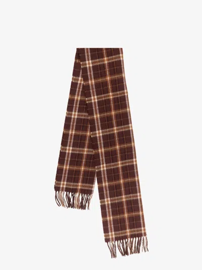 Celine Tartan Cashmere Scarf In Brown