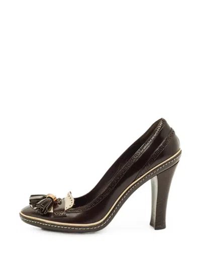 Pre-owned Celine Tassel-detail Leather Pumps In Brown