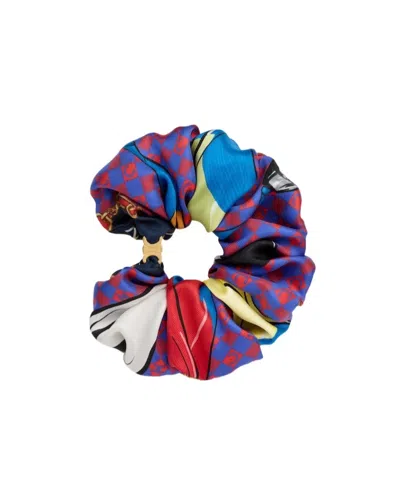 Celine Tassels Scrunchy In Silk And Steel In Multi