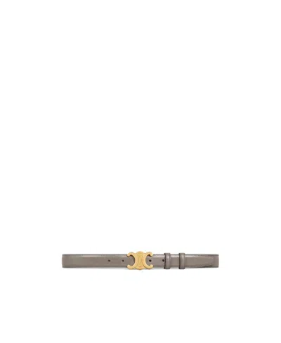 Celine Taurillon Medium Triomphe Waistband In Gray