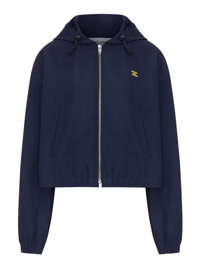Celine Technical Fabric Wind Jacket With Triomphe Logo In Blue