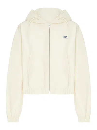 Celine Technical Fabric Wind Jacket With Triomphe Logo In Nude & Neutrals