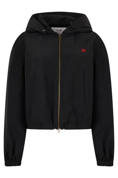 Celine Technical Fabric Windbreaker Jacket In Black