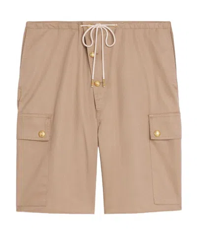 Celine Technology Cotton Work Shorts In Light Brown