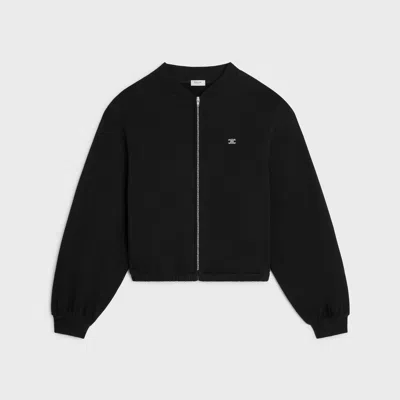 Celine Teddy Balloon-sleeves Zip Jacket In Black