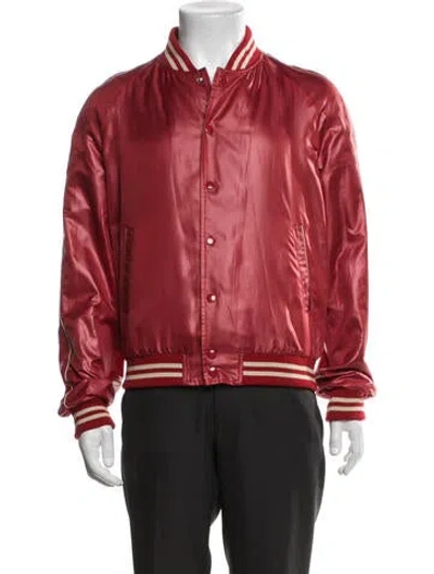 Pre-owned Celine Teddy Bomber Jacket In Red
