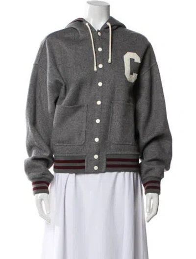 Pre-owned Celine Teddy Cashmere Bomber Jacket In Gray