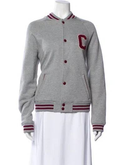 Pre-owned Celine Teddy College Jacket Bomber Jacket In Gray